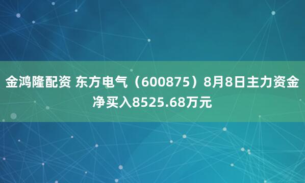 金鸿隆配资 东方电气（600875）8月8日主力资金净买入8525.68万元