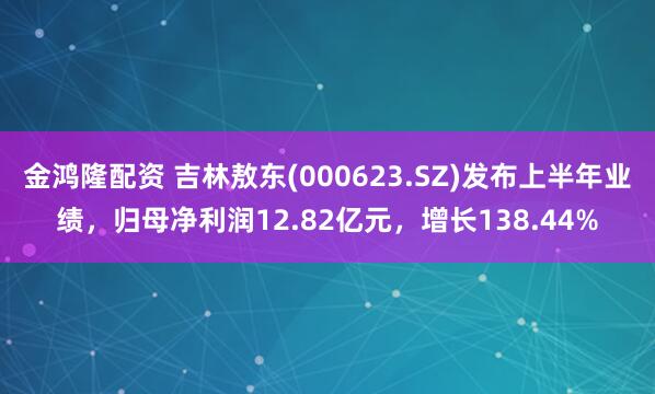 金鸿隆配资 吉林敖东(000623.SZ)发布上半年业绩，归母净利润12.82亿元，增长138.44%